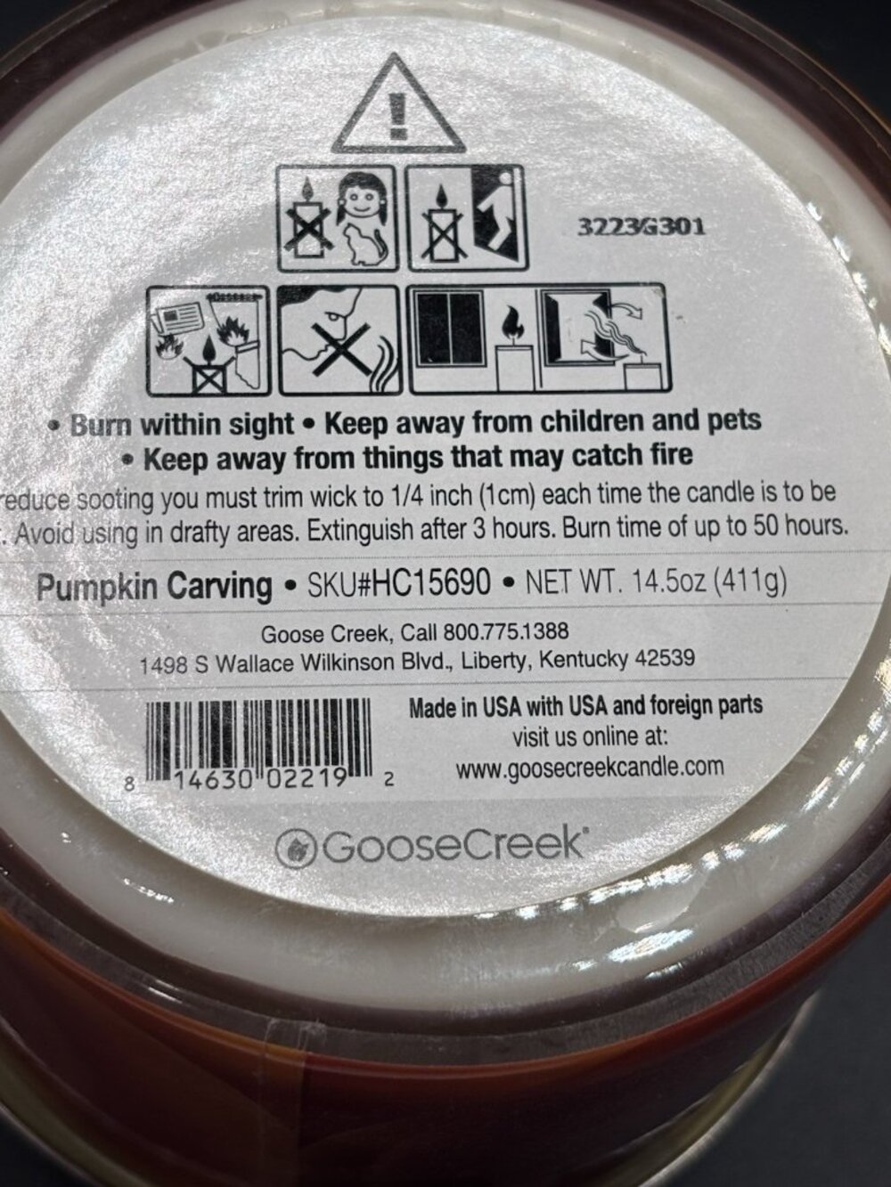 Goose Creek Pumpkin Carving 3 Wick Jar Candle 14.5 oz Halloween Jack-o’-lantern - Picture 10 of 14